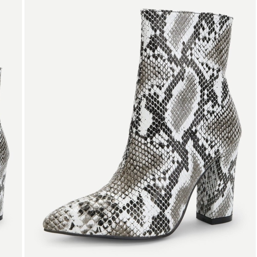 Snakeskin Side Zipper Boots - Picture 3 of 7